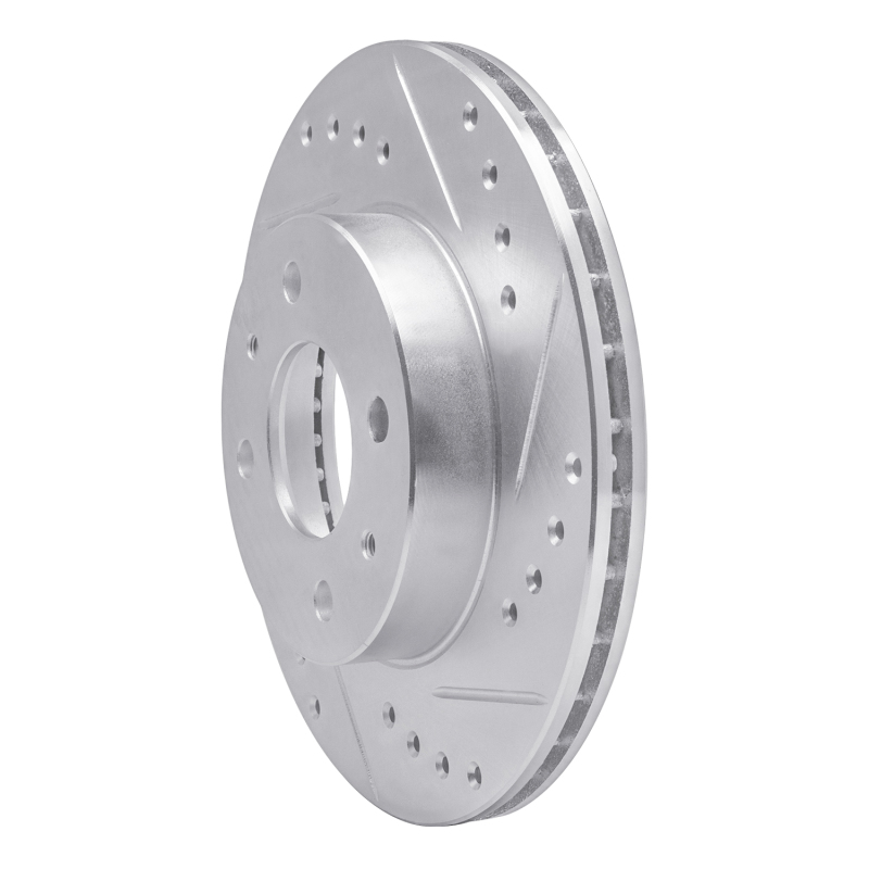 Nissan Sentra Brake Rotor (1) - Front Right - R1 Concepts - Drilled & Slotted - Silver - `95-`00